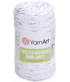 YarnArt Twisted Macrame 3MM Lurex,alb,751